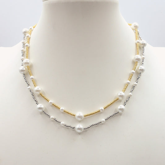 CLIO - Collana perle barocche e ACCIAIO inossidabile