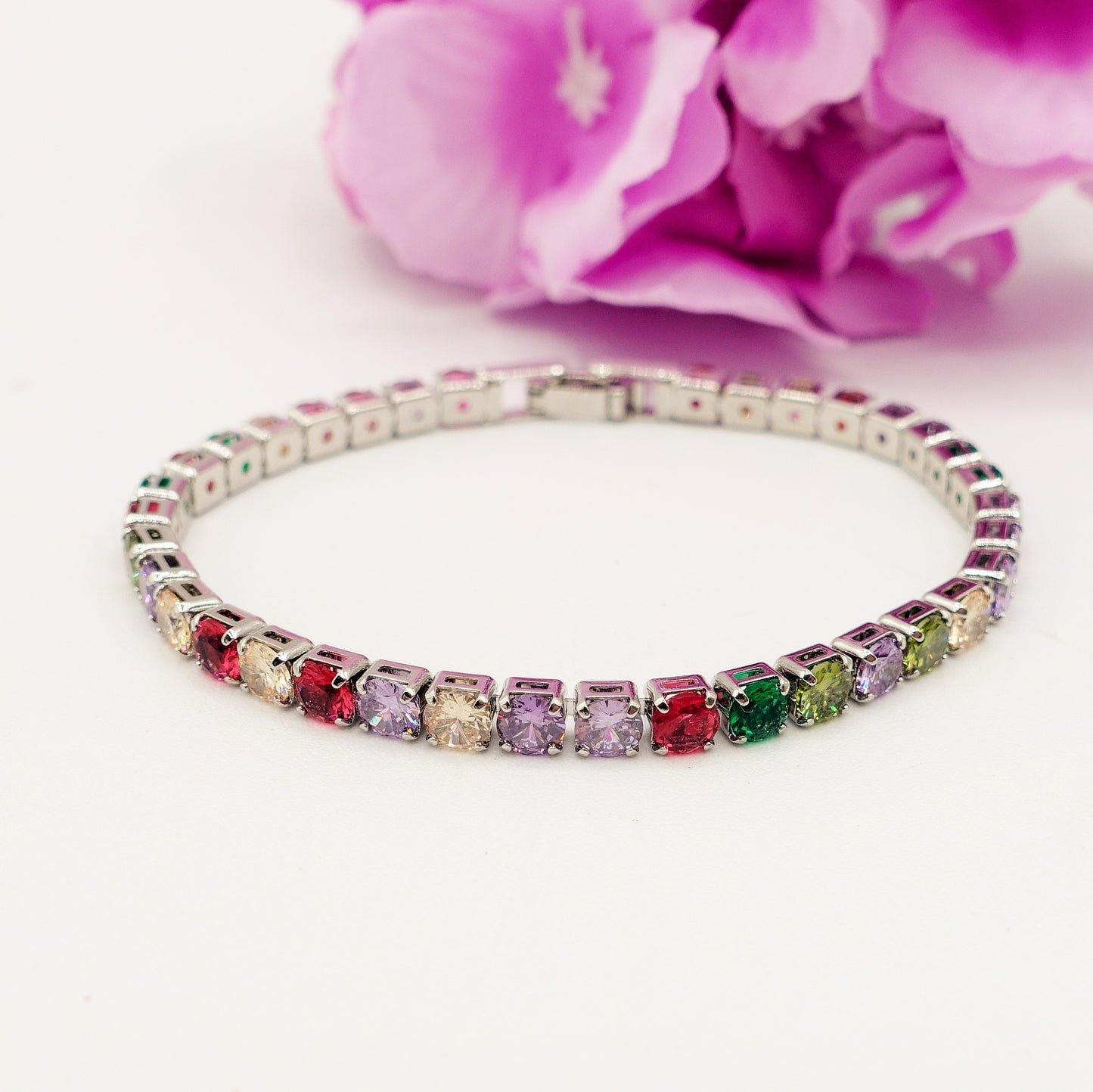 MAYA ~Rainbow-Bracciale tennis in Cubic Zirconia