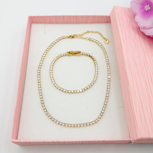 VEGAS SET - ACCIAIO INOSSIDABILE- SET choker e bracciale TENNIS in cubic zirconia