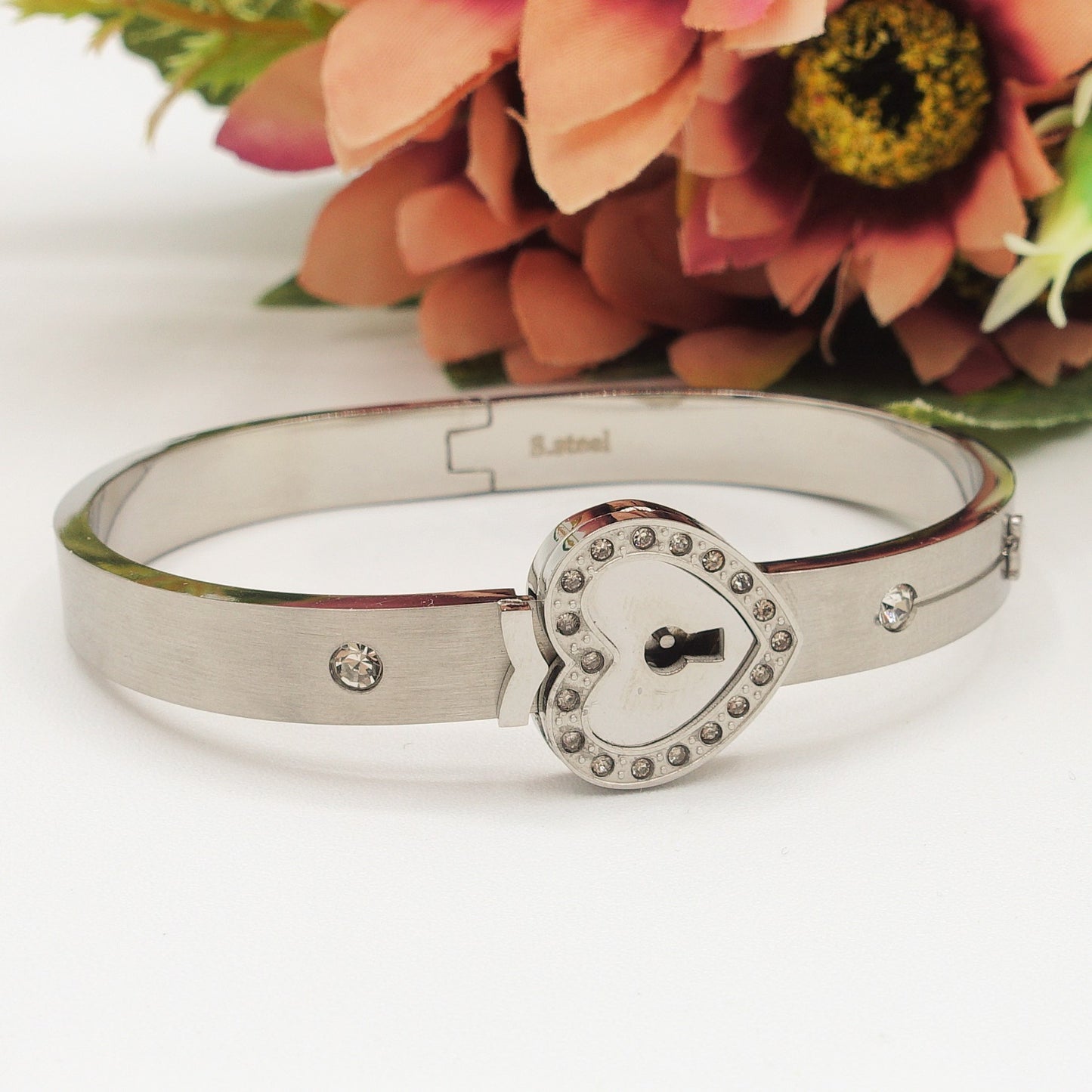 LOCKED LOVE ~ Acciaio Inossidabile - SET Bracciale lucchetto e collana