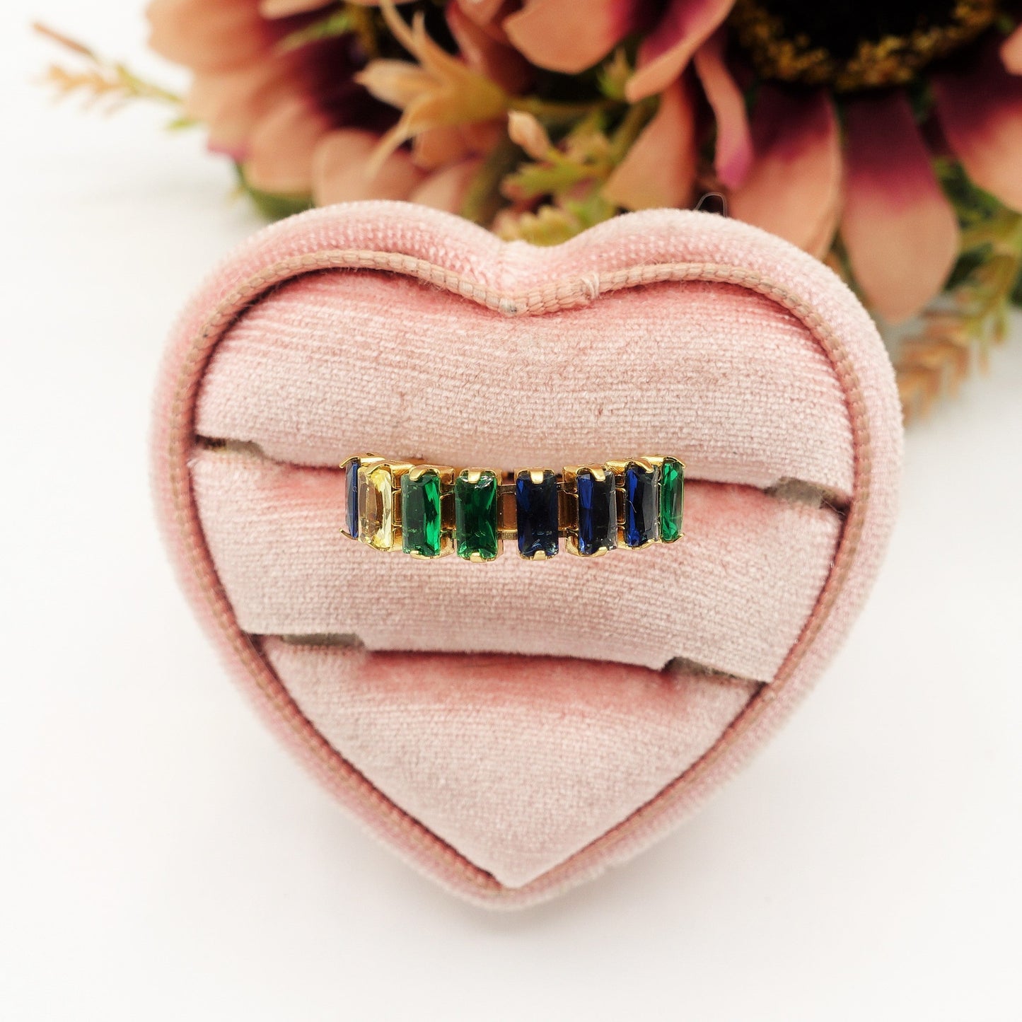 JULIANNE ~ Anello regolabile in ACCIAIO INOSSIDABILE con CUBIC ZIRCONIA taglio baguette