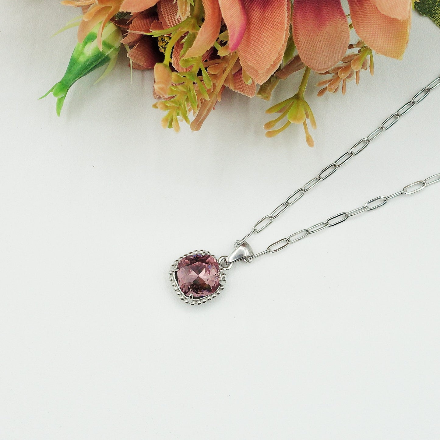 MILA - ACCIAIO INOSSIDABILE- collana con pendente pietra in cubic zirconia