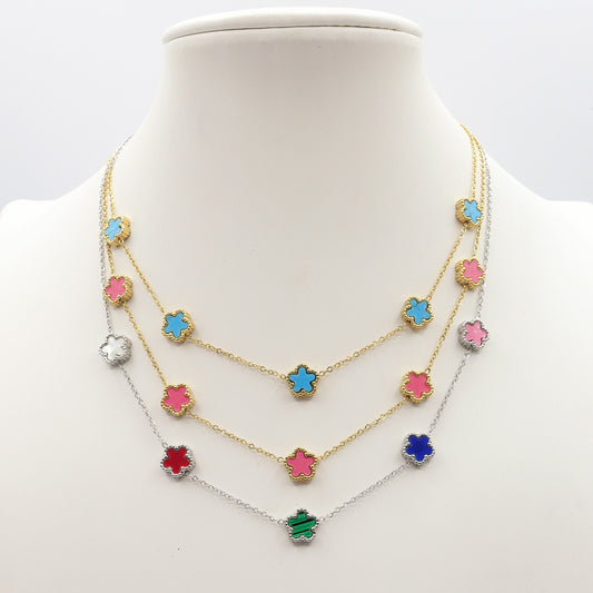 LILY ~ Collana flowers in pietra dura e ACCIAIO inossidabile