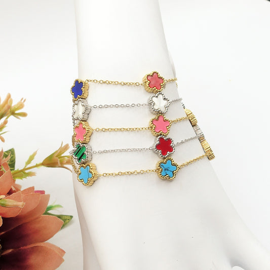 LILY ~ Bracciale flowers in pietra dura e ACCIAIO inossidabile