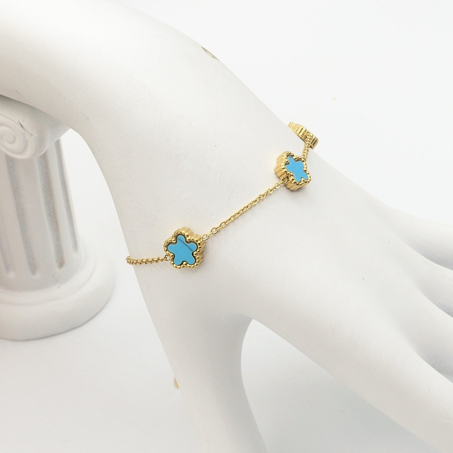 LILY ~ Bracciale flowers in pietra dura e ACCIAIO inossidabile