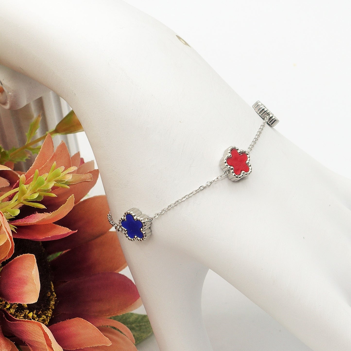LILY ~ Bracciale flowers in pietra dura e ACCIAIO inossidabile