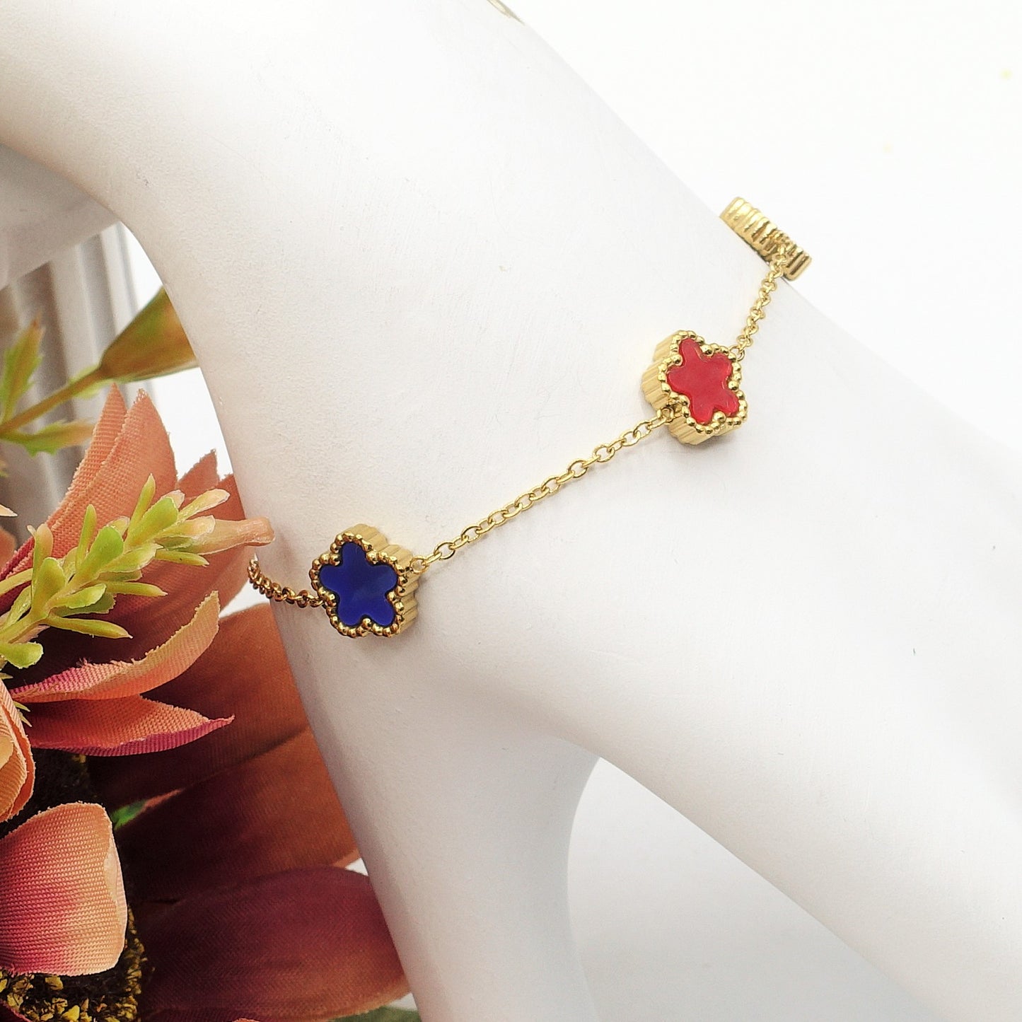 LILY ~ Bracciale flowers in pietra dura e ACCIAIO inossidabile