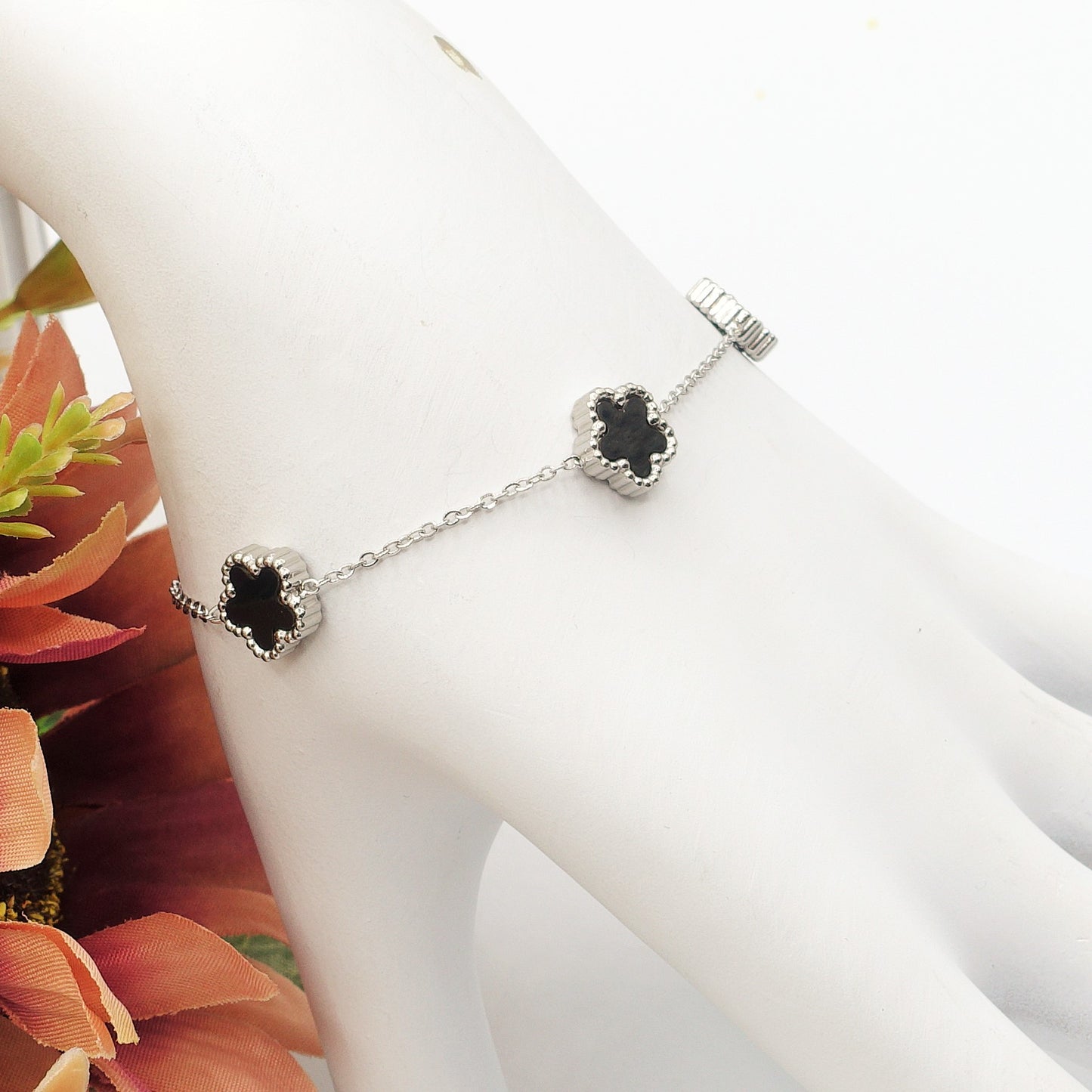 LILY ~ Bracciale flowers in pietra dura e ACCIAIO inossidabile