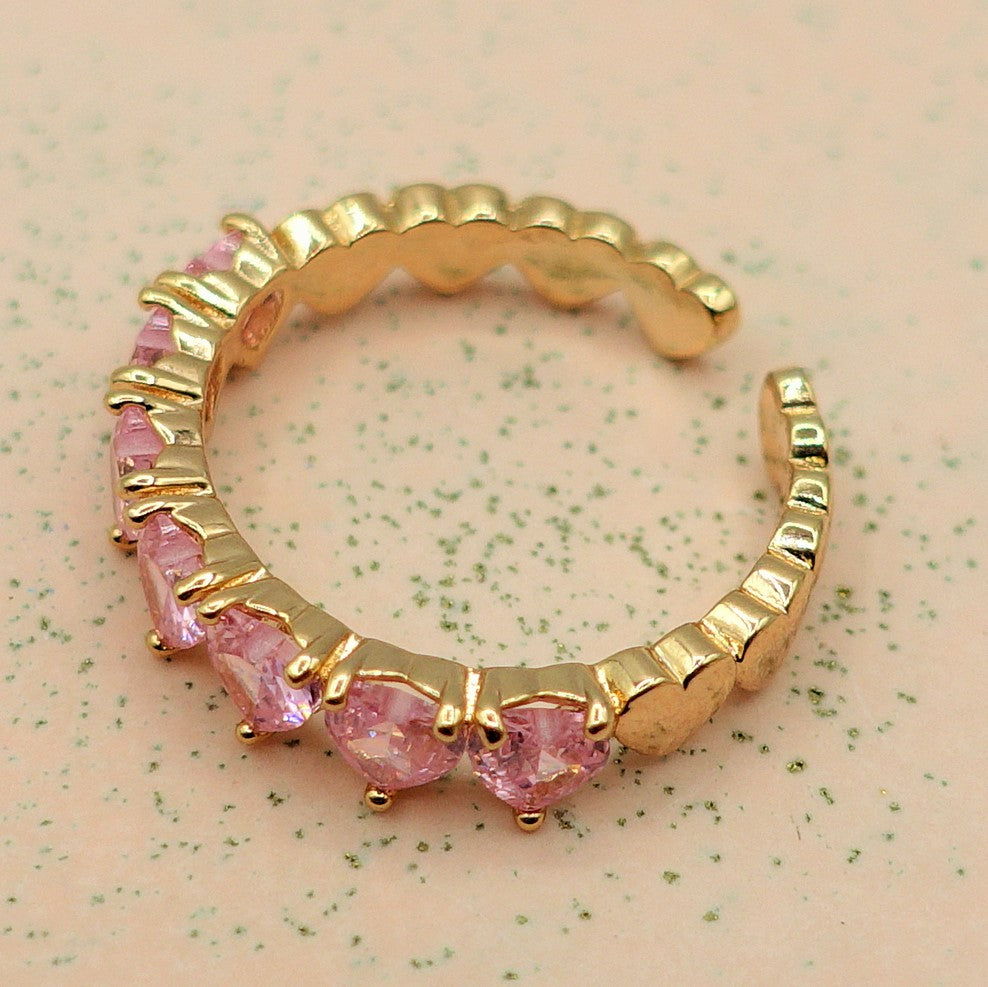 JENNY- cuori orizzontali ~ ANELLO REGOLABILE con cubic zirconia a forma di cuore