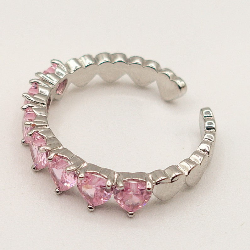 JENNY- cuori orizzontali ~ ANELLO REGOLABILE con cubic zirconia a forma di cuore