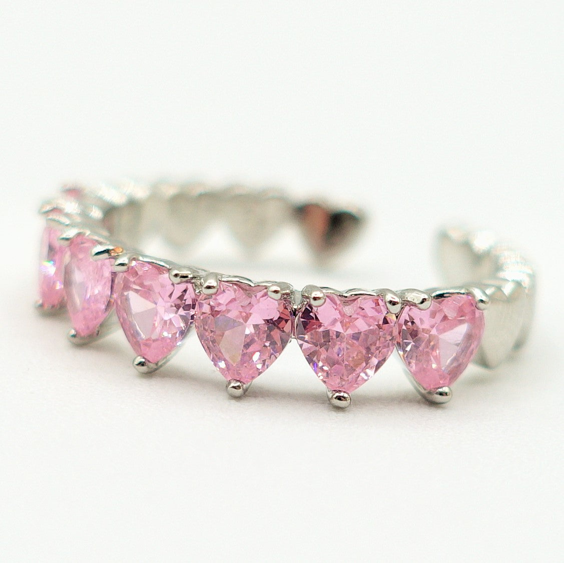 JENNY- cuori orizzontali ~ ANELLO REGOLABILE con cubic zirconia a forma di cuore