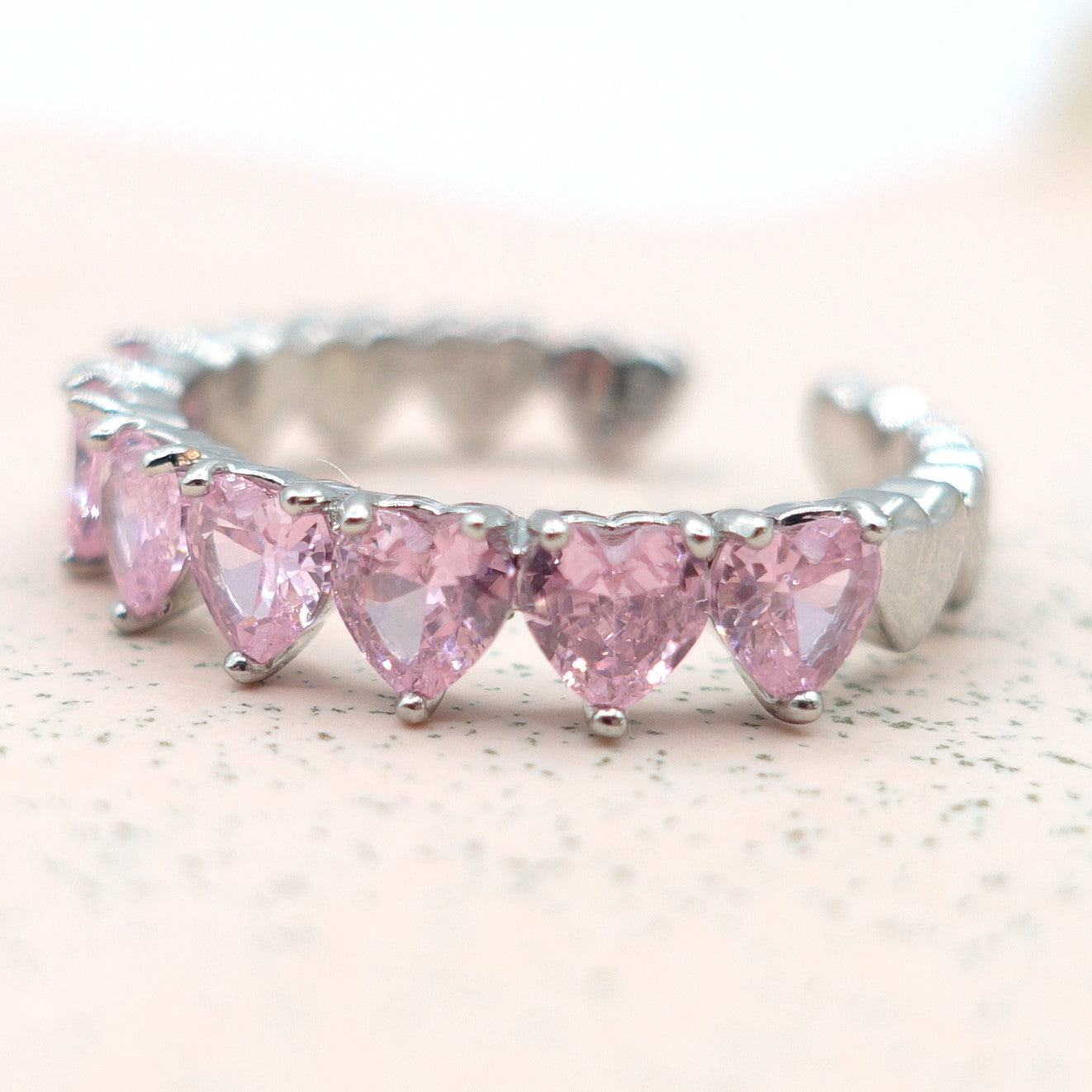 JENNY- cuori orizzontali ~ ANELLO REGOLABILE con cubic zirconia a forma di cuore