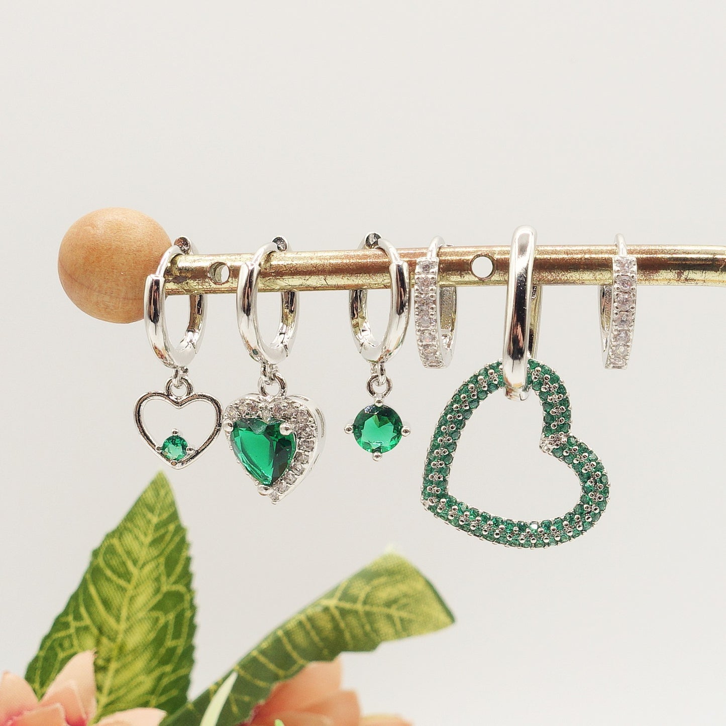 Crystal Diana Set - 6 Orecchini pendenti in cubic zirconia a forma di cuore