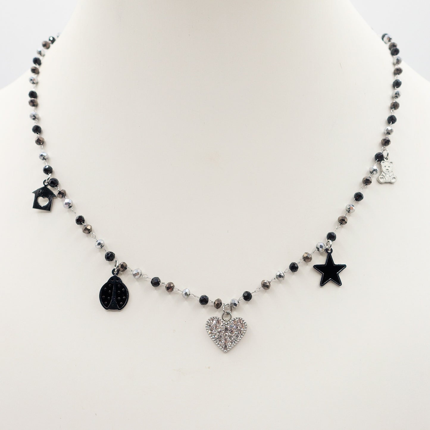 ADORABLE ~ Collana ACCIAIO INOSSIDABILE con perline ciondoli