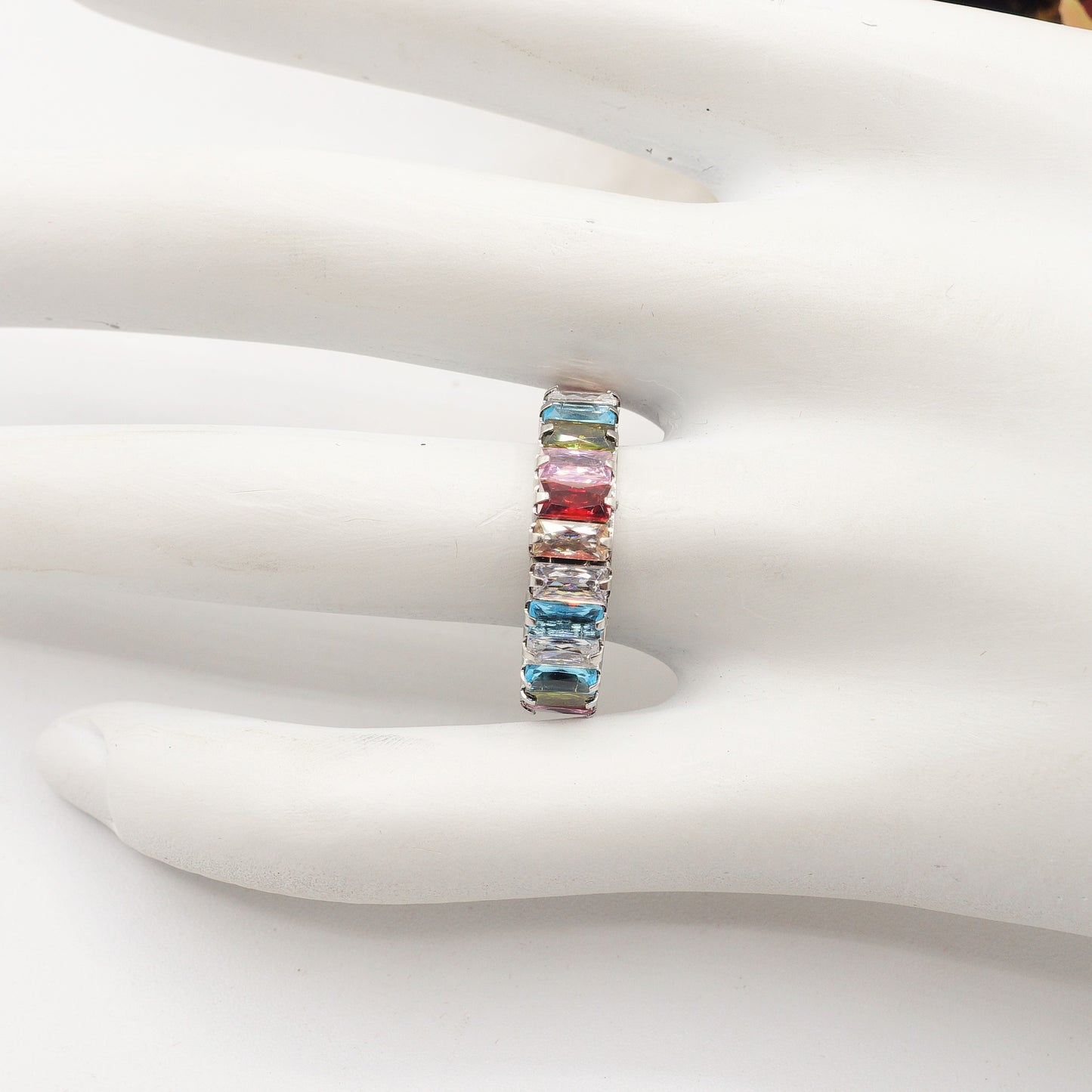 JULIANNE INFINITY - Acciaio Inossidabile ~ Anello fascia con cubic zirconia taglio baguette