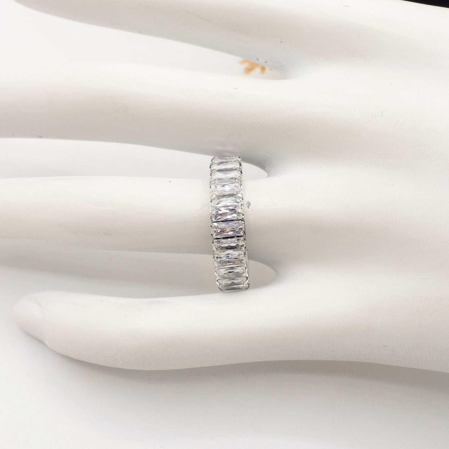 JULIANNE INFINITY - Acciaio Inossidabile ~ Anello fascia con cubic zirconia taglio baguette