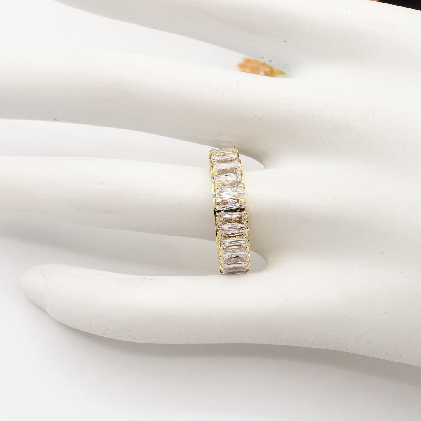 JULIANNE INFINITY - Acciaio Inossidabile ~ Anello fascia con cubic zirconia taglio baguette