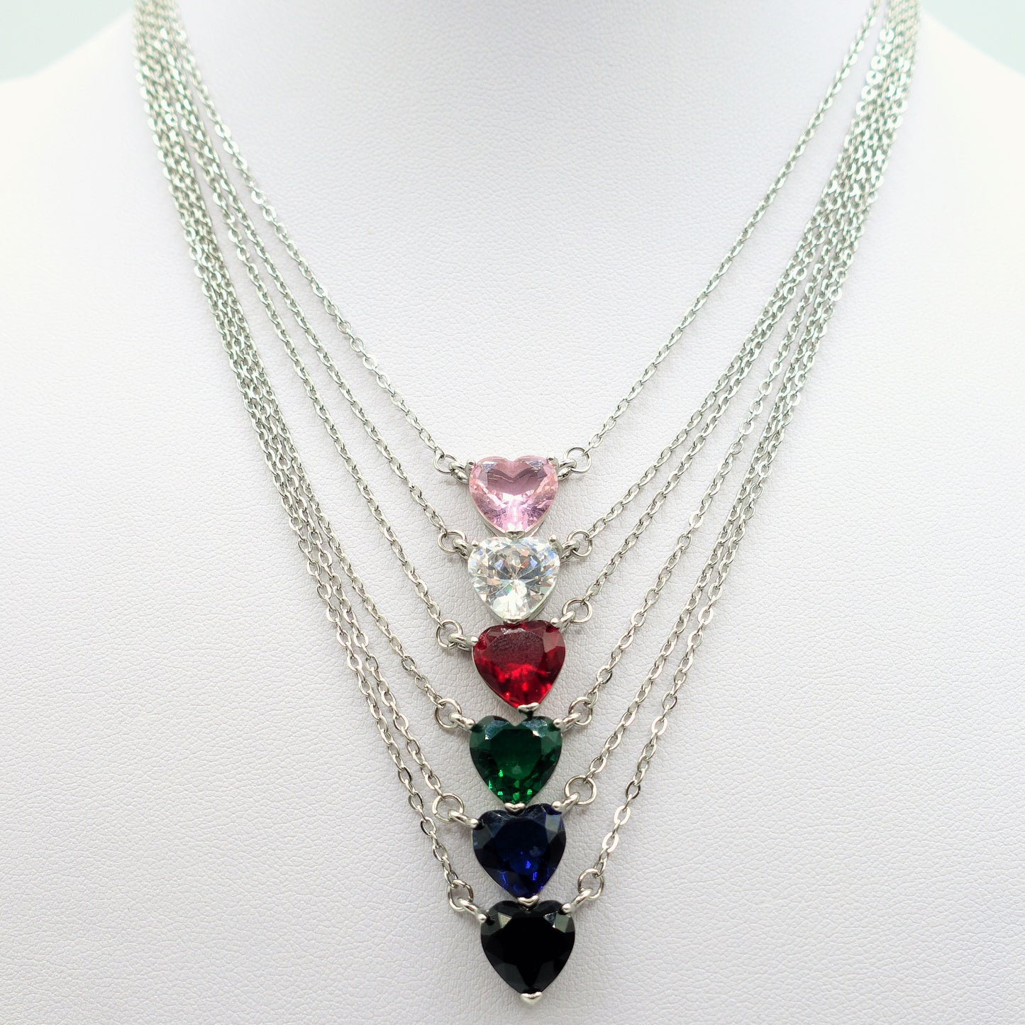 VICTORIA~ ACCIAIO INOSSIDABILE -Collana Cuore Solitario in cubic zirconia