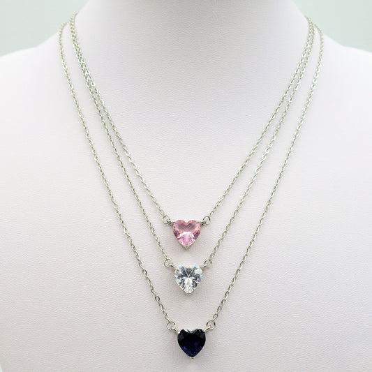 VICTORIA~ ACCIAIO INOSSIDABILE -Collana Cuore Solitario in cubic zirconia