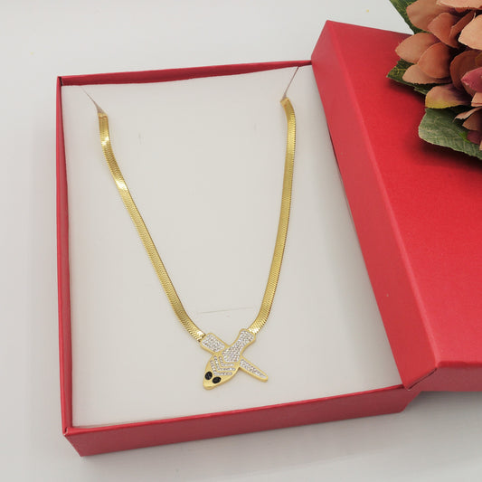 NIKITA ~ Collana snake ACCIAIO INOSSIDABILE con cubic zirconia