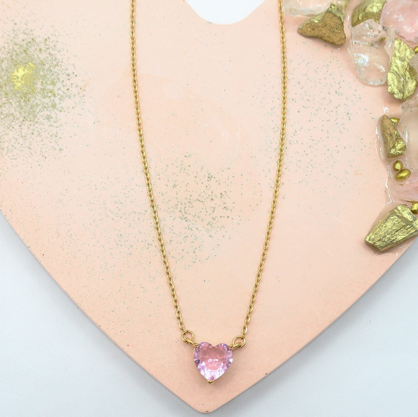 VICTORIA~ ACCIAIO INOSSIDABILE -Collana Cuore Solitario in cubic zirconia