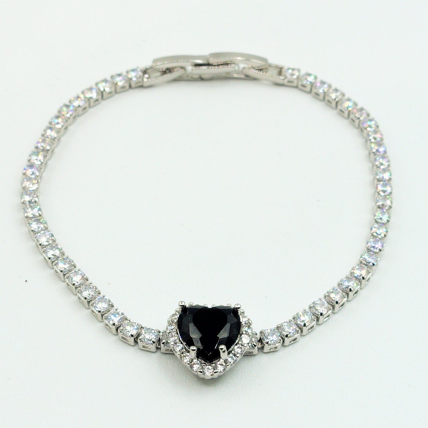 DIANA ~Chunky ~ Bracciale tennis con cuore in Cubic Zirconia