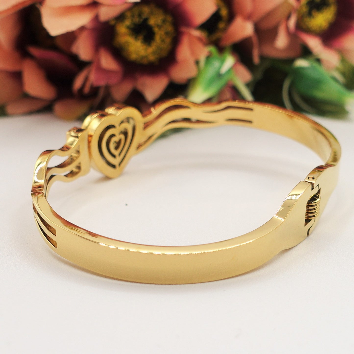 DORIS BRACCIALE a MANETTA ~ acciaio inossidabile - con cuore e zirconi