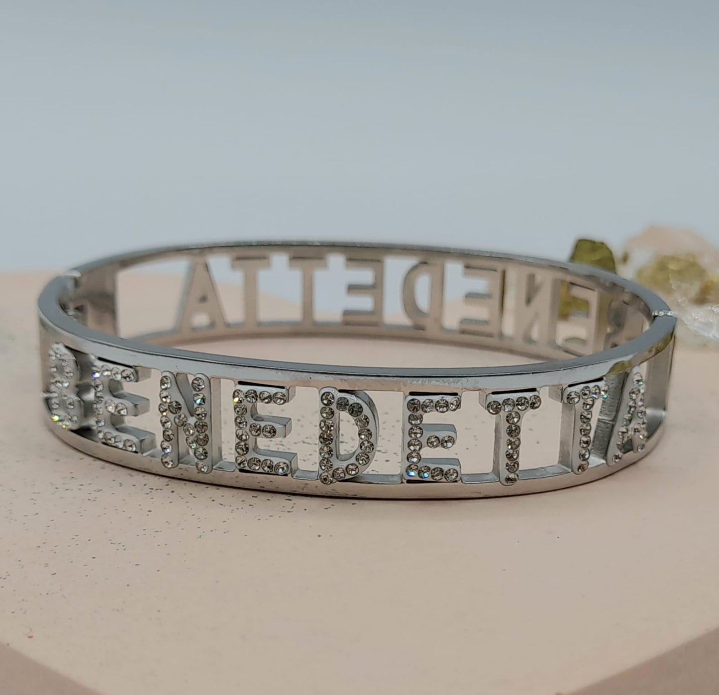 "IL MIO NOME"-BRACCIALE A MANETTA IN ACCIAIO INOSSIDABILE E ZIRCONI
