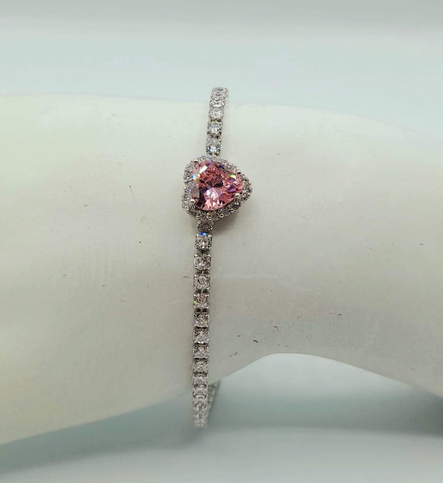 DIANA ~Chunky ~ Bracciale tennis con cuore in Cubic Zirconia