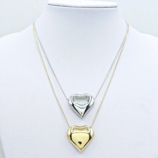 LOVE ~ ACCIAIO INOSSIDABILE - COLLANA ciondolo cuore bombé