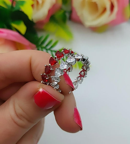 JENNY-Anello regolabile in Cubic Zirconia a forma di Cuore
