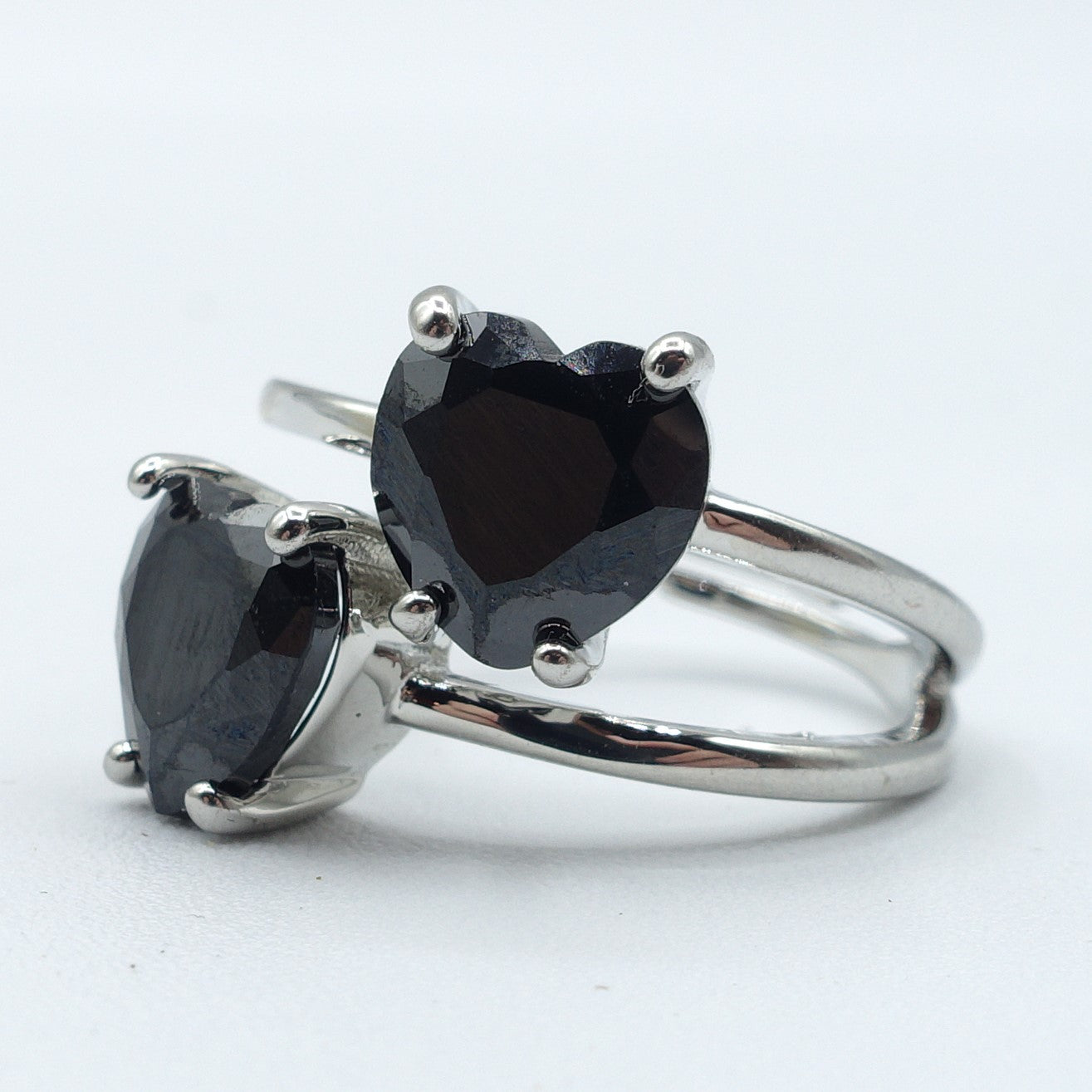 Camille ~ ANELLO cuore doppio contrariè in cubic zirconia