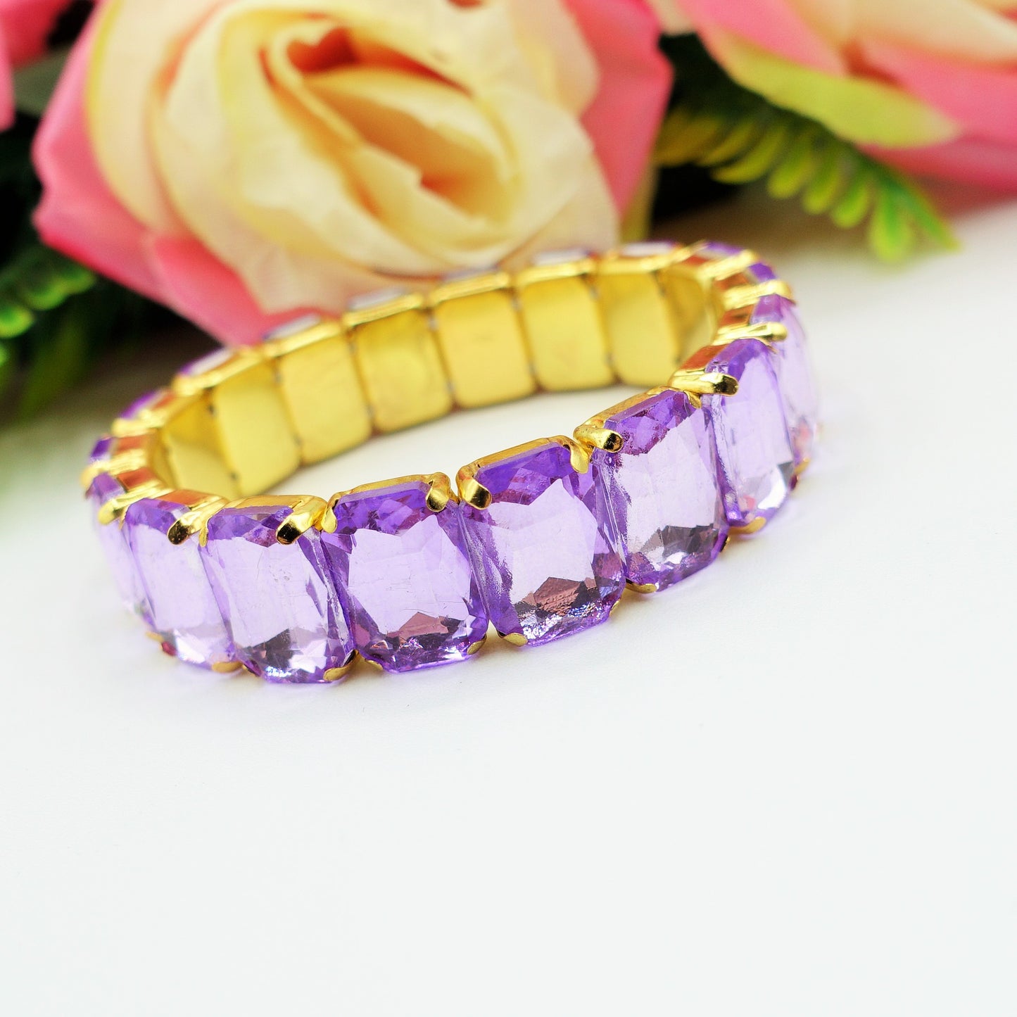 MARGOT ACCIAIO INOSSIDABILE -Bracciale Elasticizzato con pietre sfaccettate