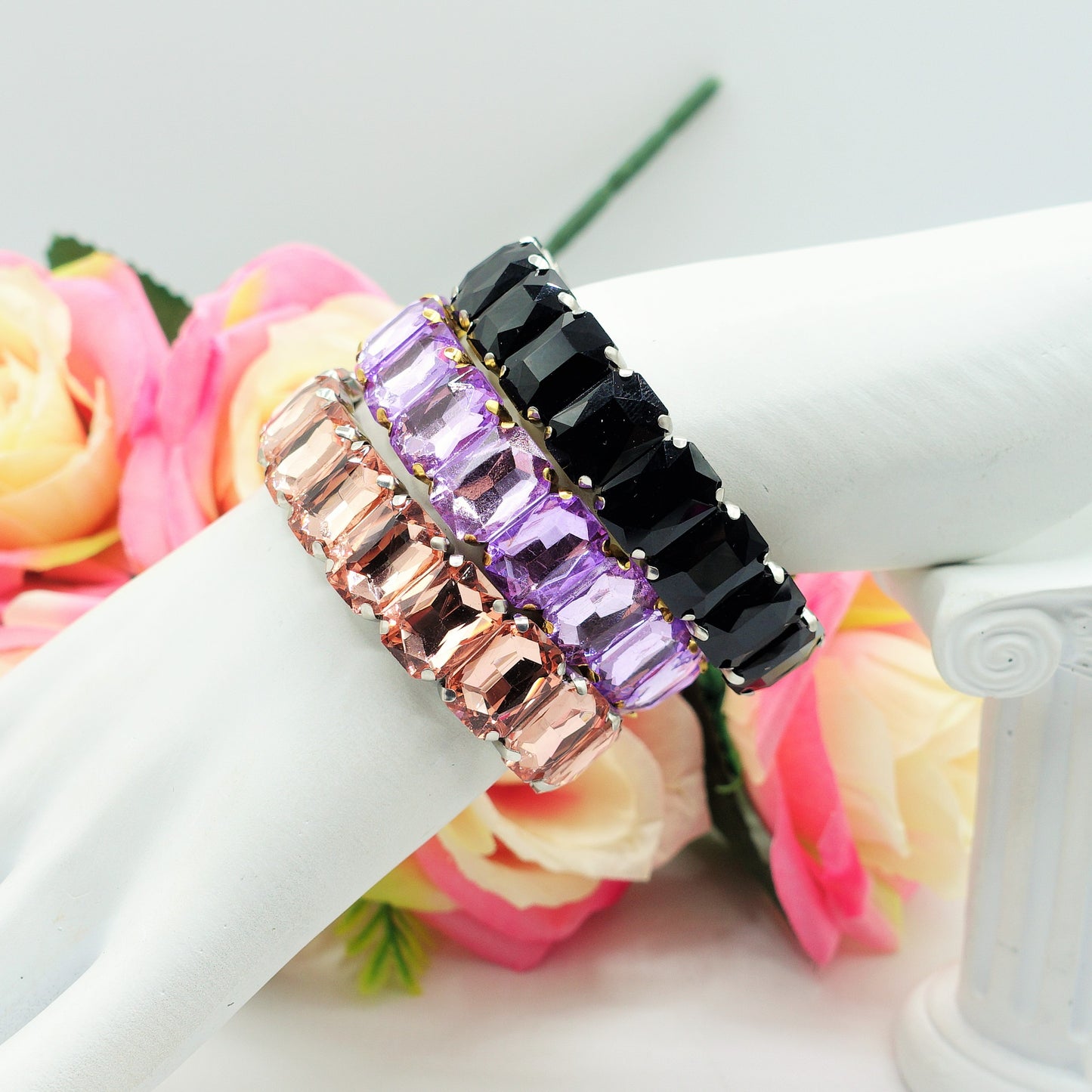 MARGOT ACCIAIO INOSSIDABILE -Bracciale Elasticizzato con pietre sfaccettate