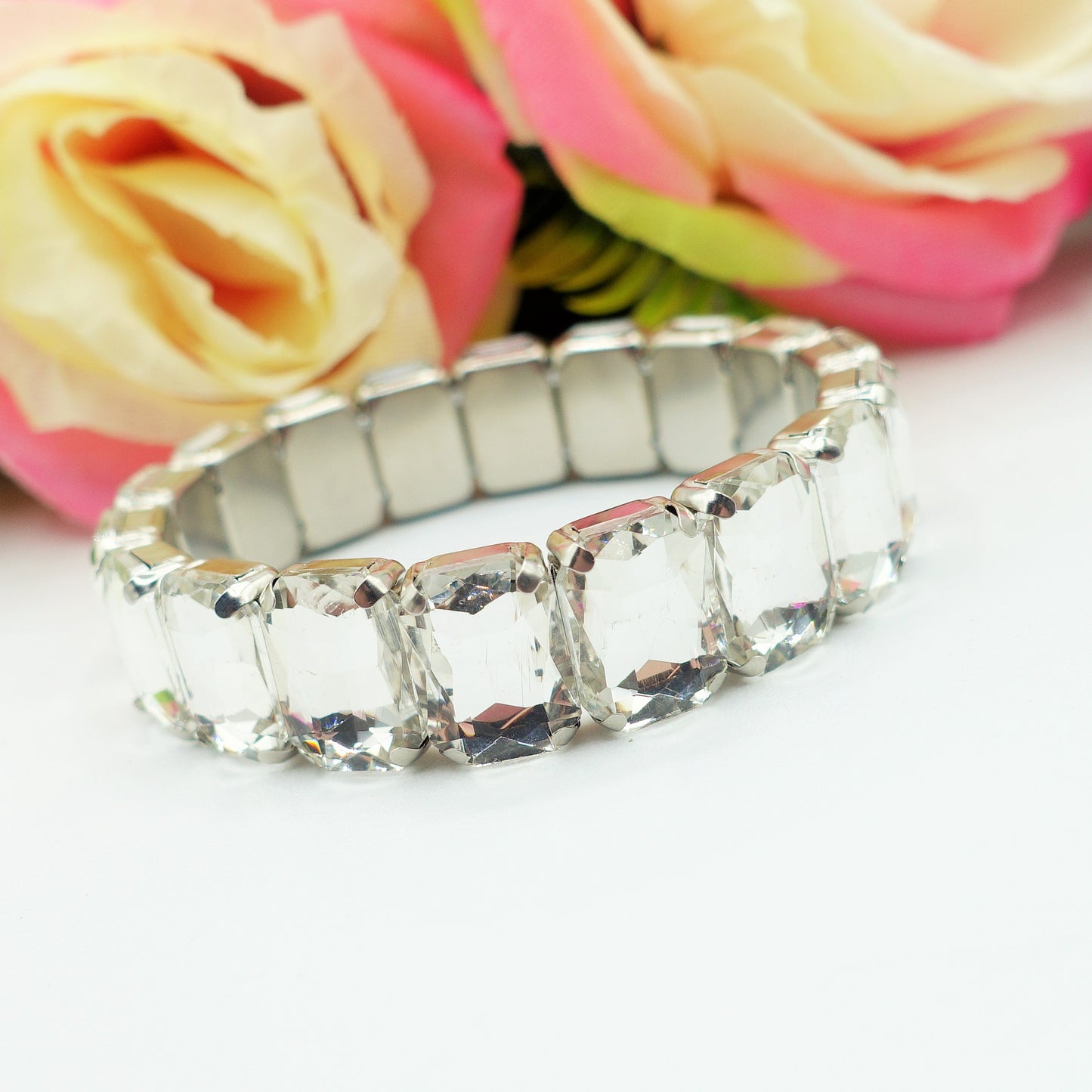 MARGOT ACCIAIO INOSSIDABILE -Bracciale Elasticizzato con pietre sfaccettate