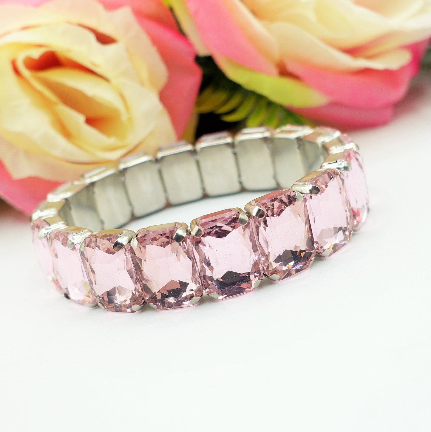 MARGOT ACCIAIO INOSSIDABILE -Bracciale Elasticizzato con pietre sfaccettate