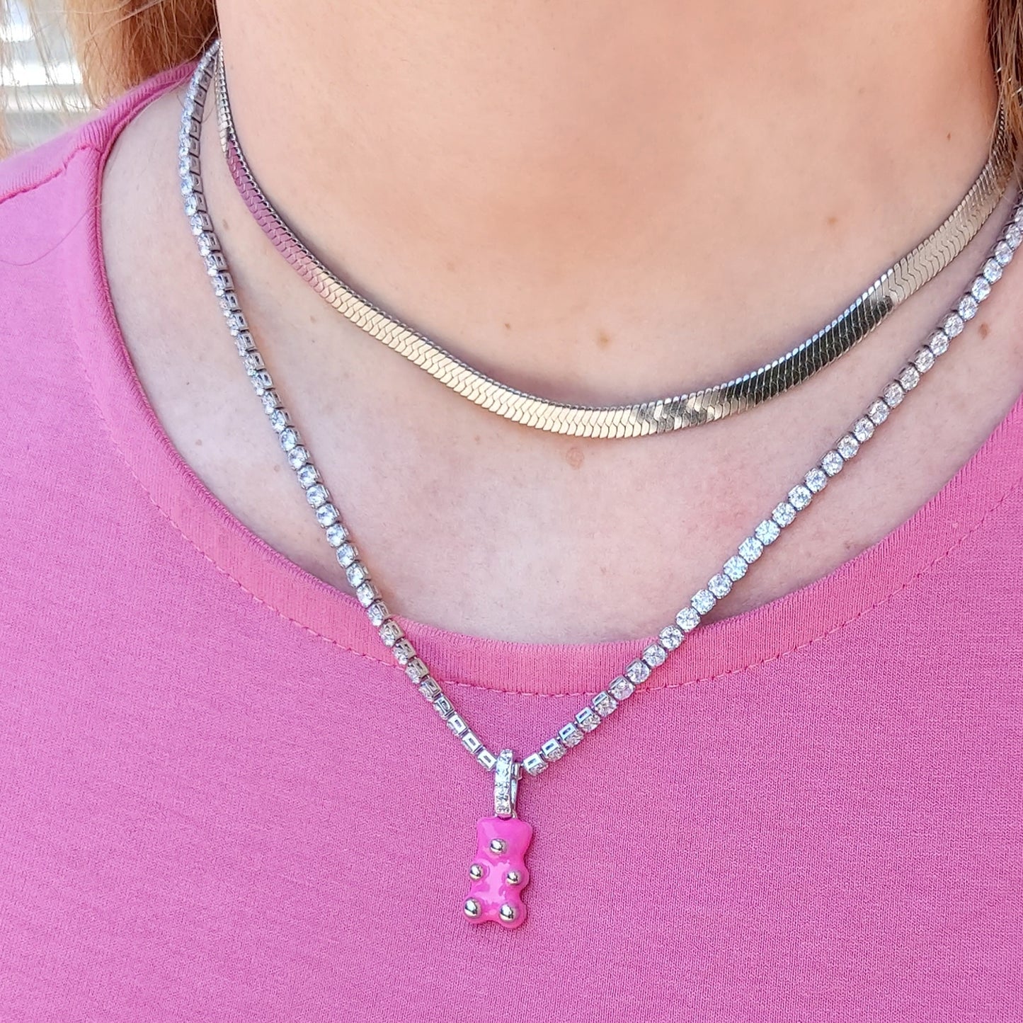 ELEONOR ~ choker in ACCIAIO INOSSIDABILE catena snake piatta