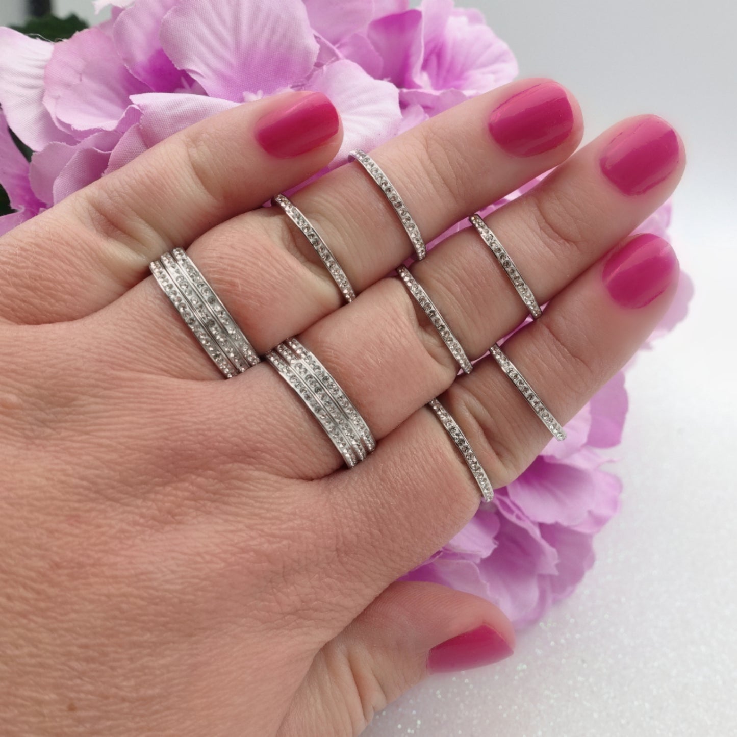 NOEMI-ACCIAIO INOSSIDABILE ~SET 3 FEDINE CON Zirconi