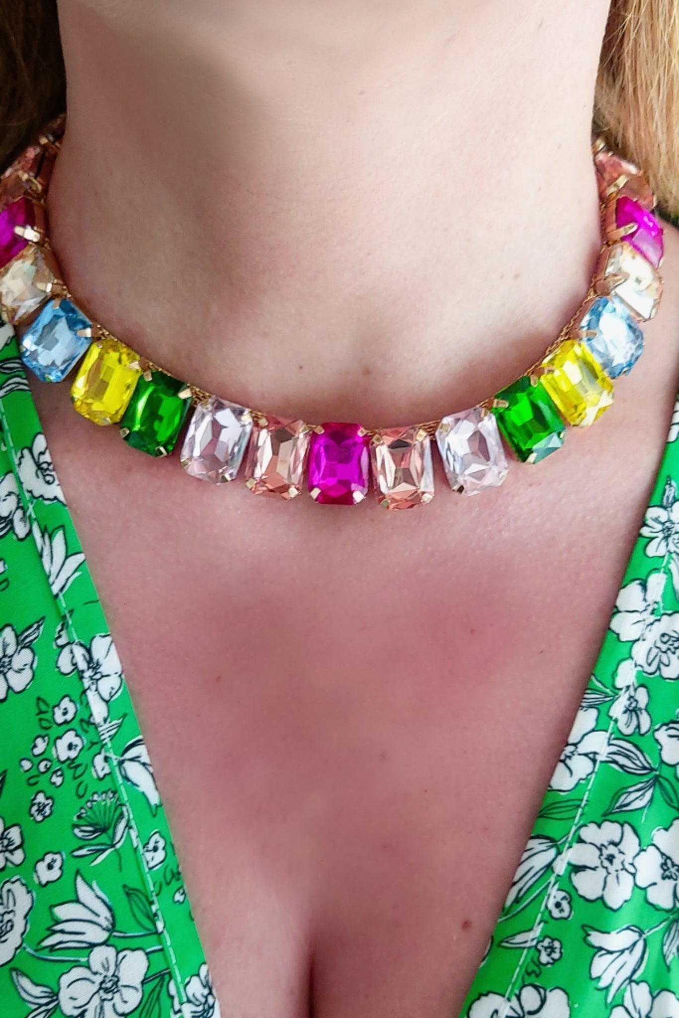 MARGOT collier con pietre sfaccettate - silver