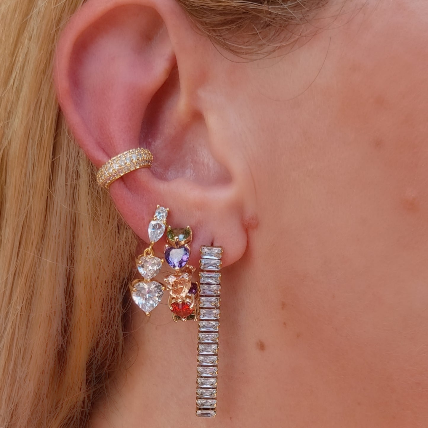 CAMILLE - CHERIE COLLECTION - Orecchini a cerchio con cubic zirconia a forma di cuore