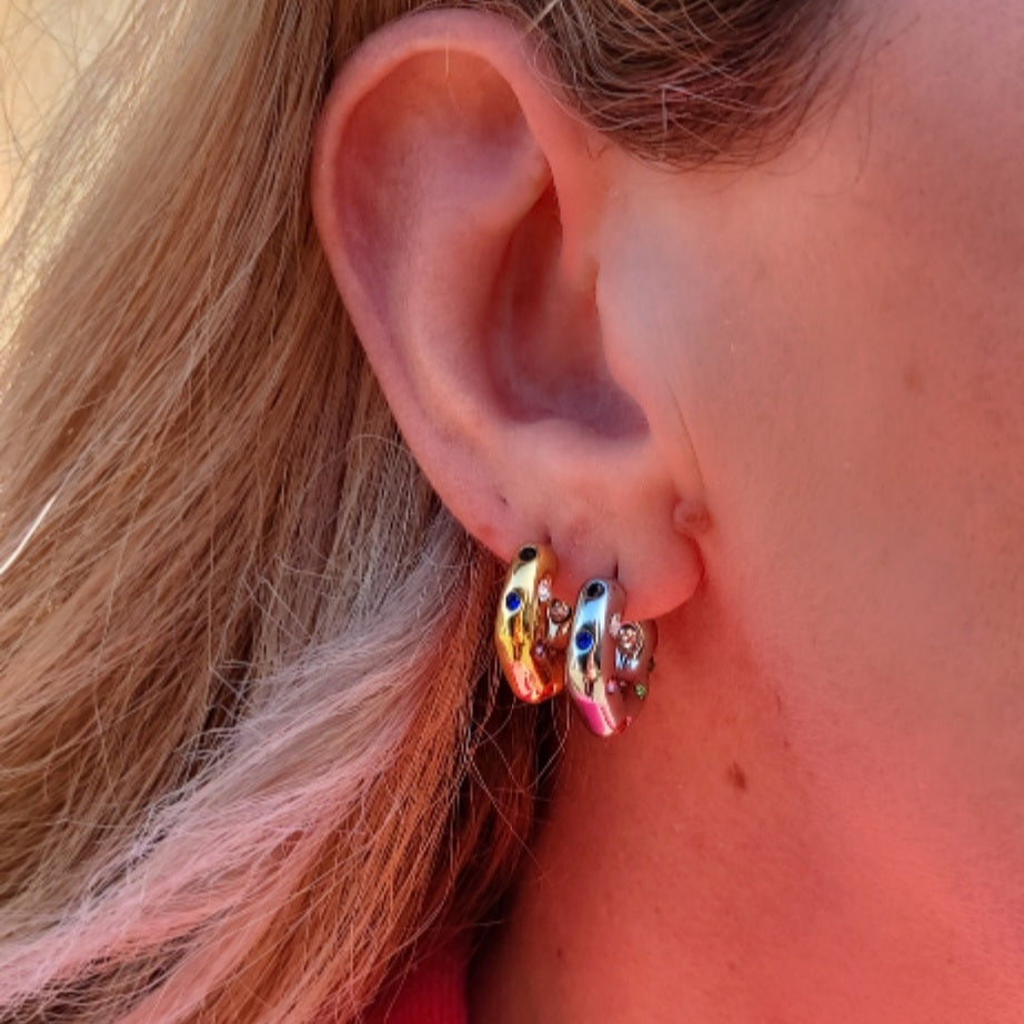 PHOENIX - ACCIAIO INOSSIDABILE ~ Orecchini cerchi chunky rainbow