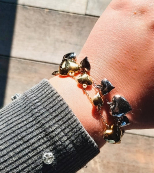 AURELIE ~ Bracciale ACCIAIO INOSSIDABILE con cuori bombe'