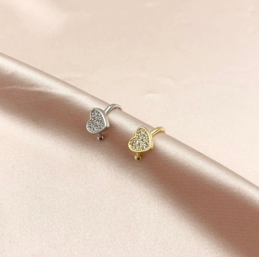 Heart EarCuff ~ Cuore zirconato - senza piercing