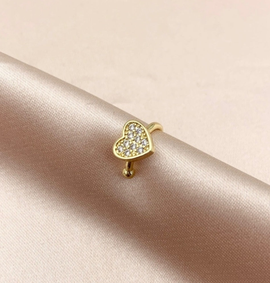 Heart EarCuff ~ Cuore zirconato - senza piercing
