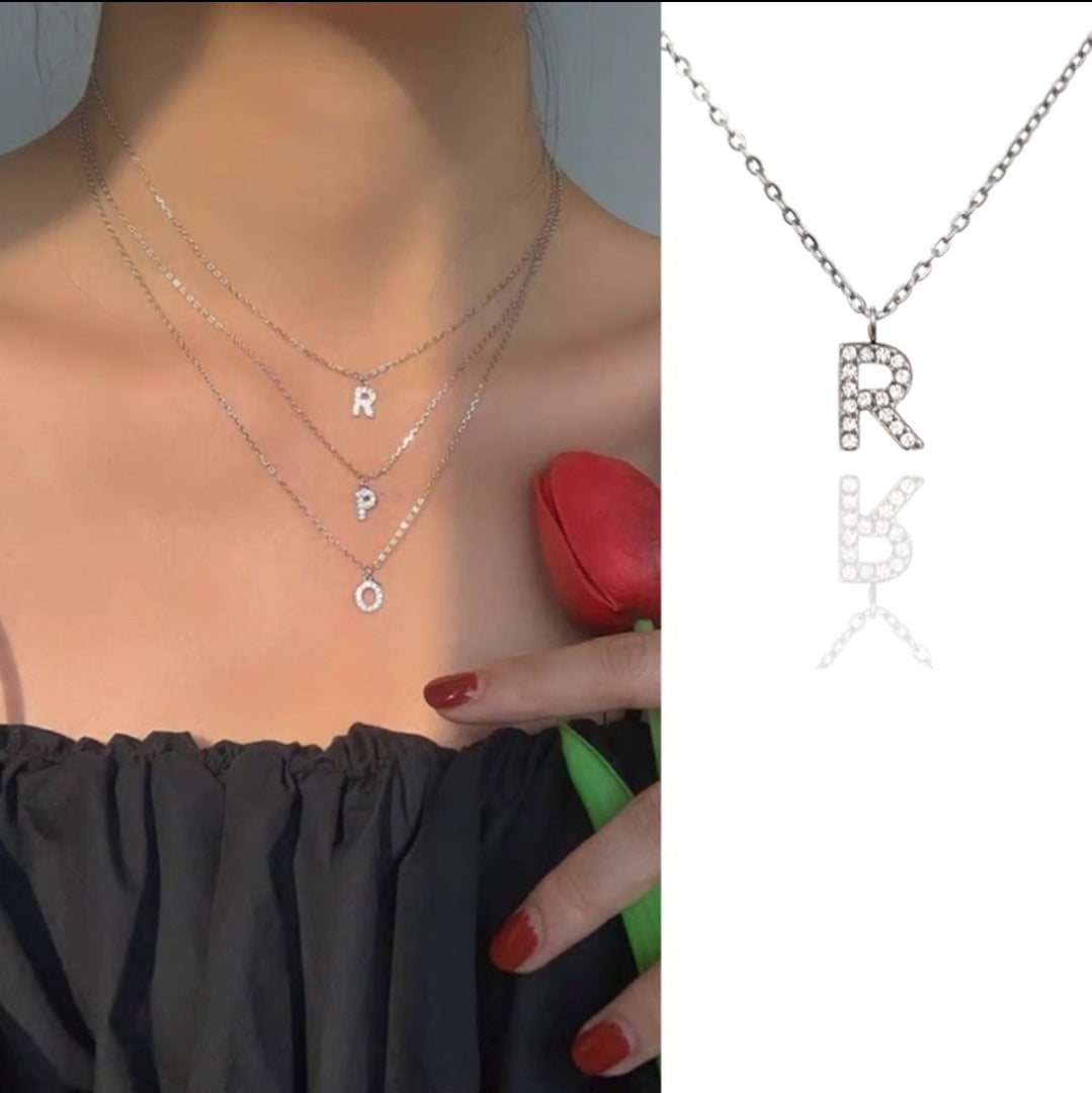 Collana INIZIALE 1,5cm ZIRCONATA Acciaio inossidabile