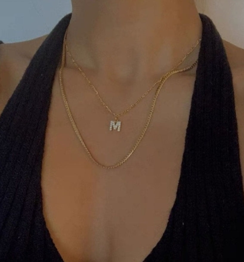 Collana INIZIALE 1,5cm ZIRCONATA Acciaio inossidabile