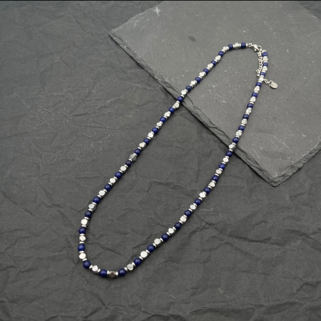 Collana pallini bruniti uomo ACCIAIO