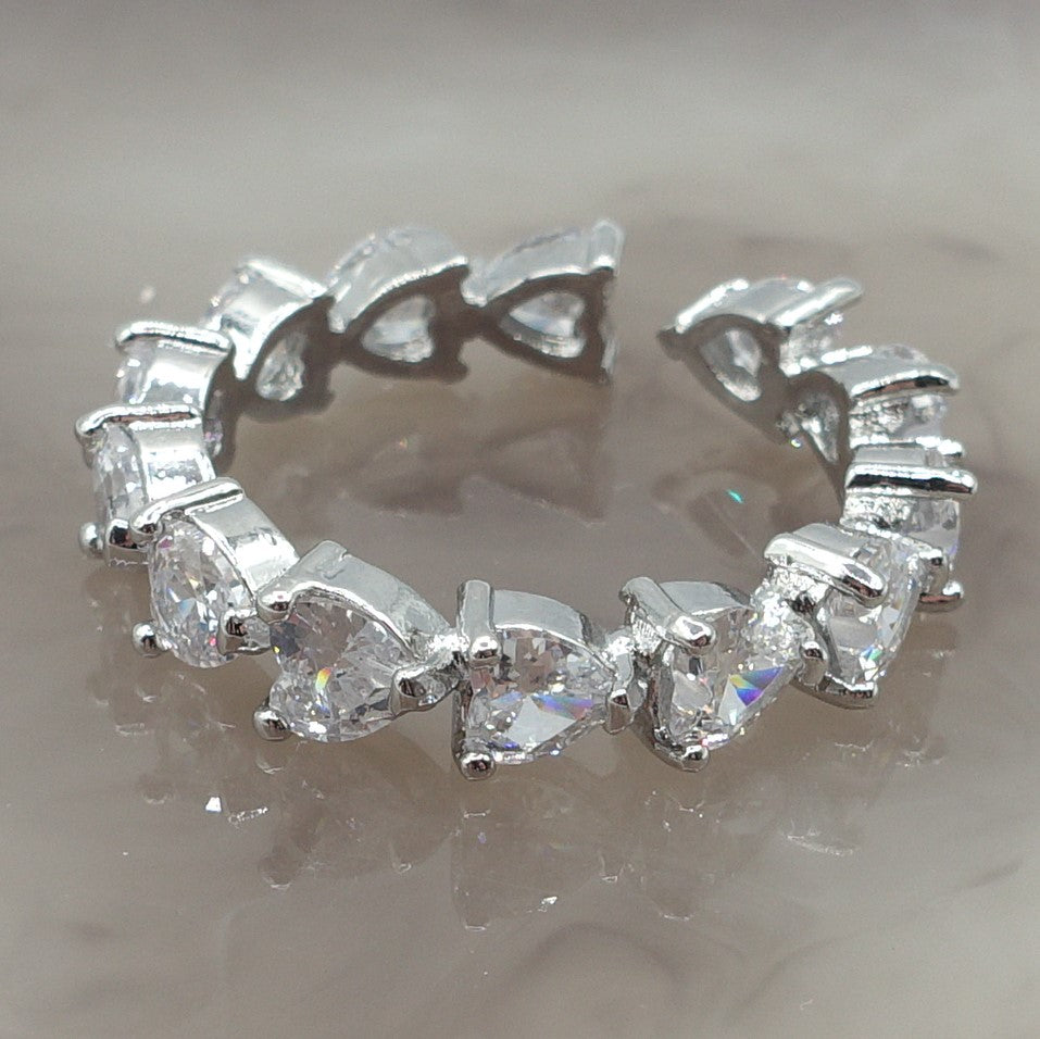 JENNY-Anello regolabile in Cubic Zirconia a forma di Cuore