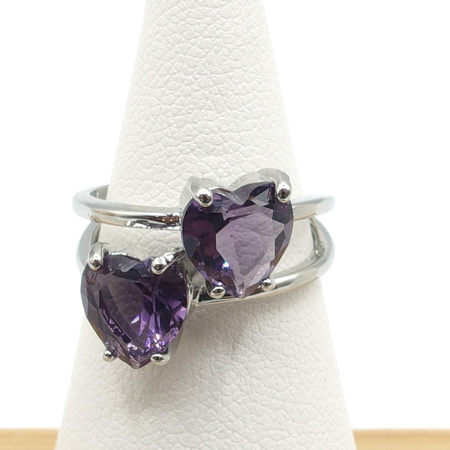 Camille ~ ANELLO cuore doppio contrariè in cubic zirconia