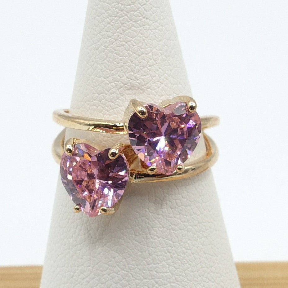 Camille ~ ANELLO cuore doppio contrariè in cubic zirconia